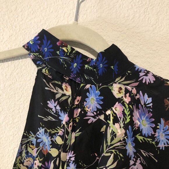 Parker Asymetrical 100% Silk Floral Print Midi Dress, Size 10 - Picture 2 of 7